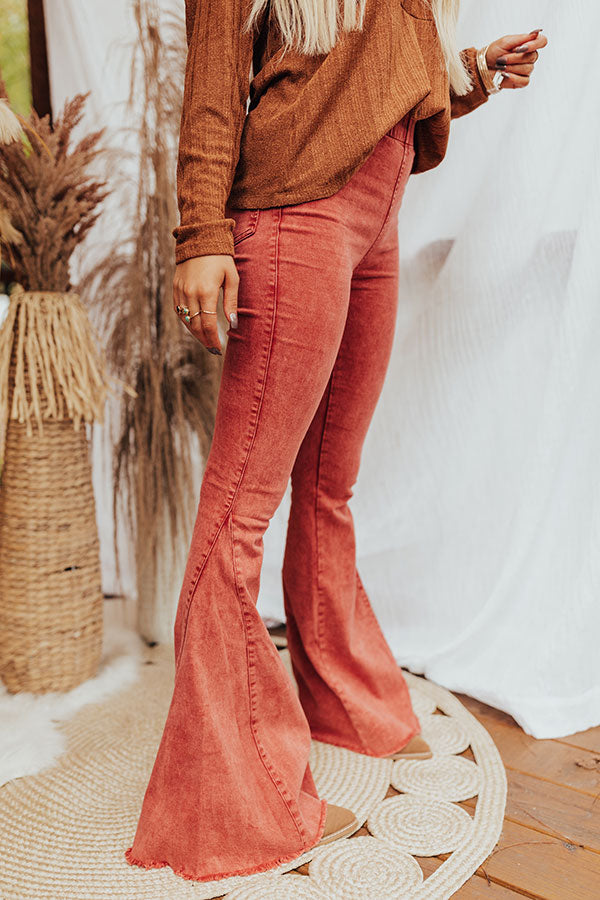 The Blakely High Waist Flares In Aurora Red • Impressions Online Boutique