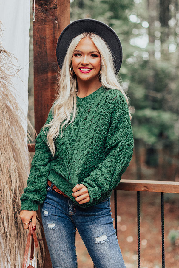 Autumn Air Cable Knit Sweater In Olive • Impressions Online Boutique