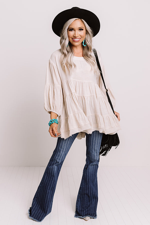 Vineyard Season Babydoll Top In Birch • Impressions Online Boutique