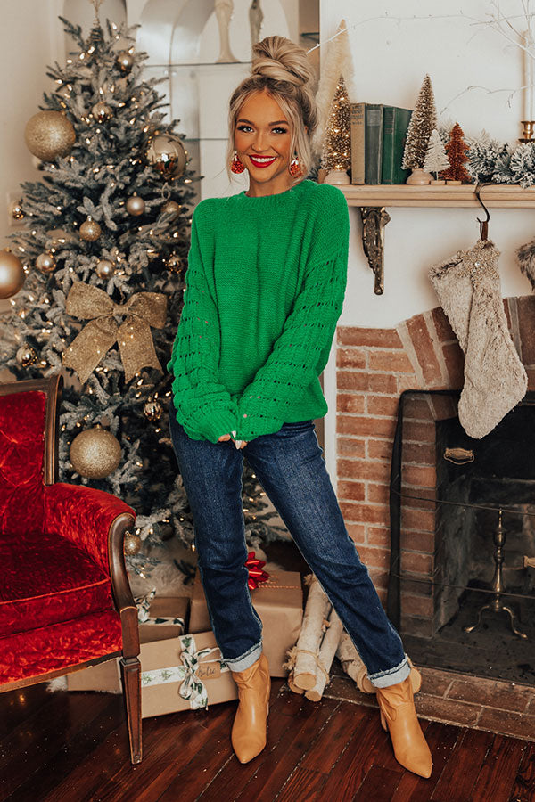 Campfire Crush Knit Sweater In Green • Impressions Online Boutique