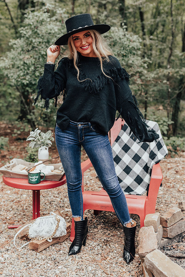 On The Fringe Knit Sweater In Black • Impressions Online Boutique