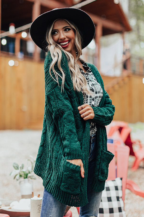 Nothing But The Best Cable Knit Cardigan In Hunter Green • Impressions ...