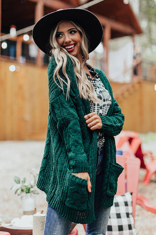 hunter green cardigan outfit