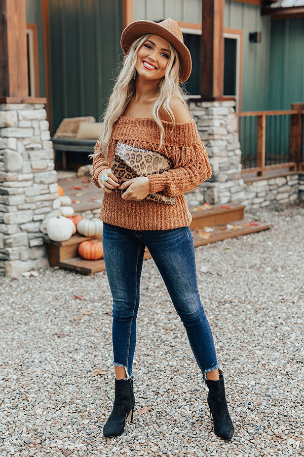 Lost In Cuddles Chenille Fringe Sweater In Camel • Impressions Online ...