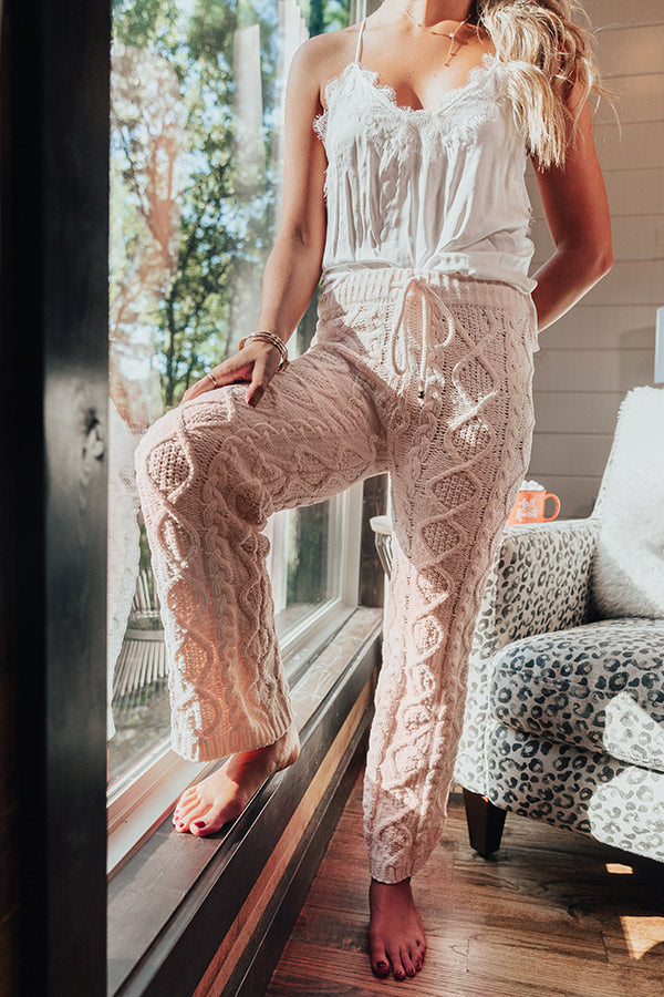 Never Too Cozy Cable Knit Pant In Light Pink • Impressions Online Boutique