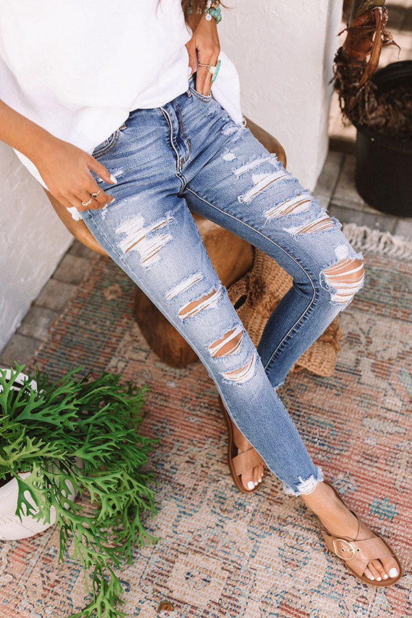 The Aries High Waist Distressed Ankle Skinny