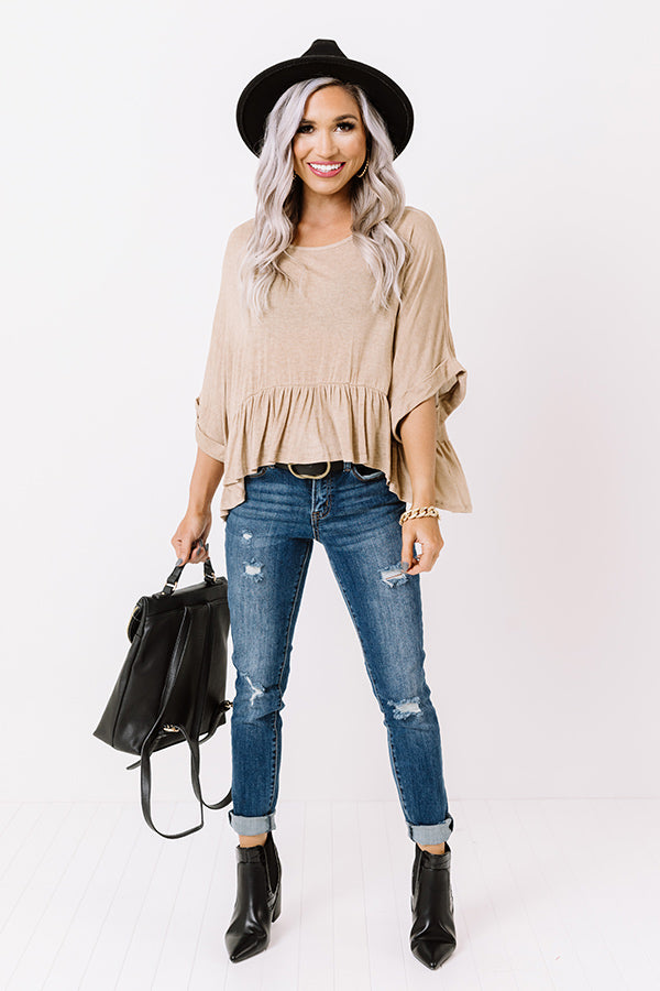 Campus Stroll Shift Top In Iced Latte • Impressions Online Boutique
