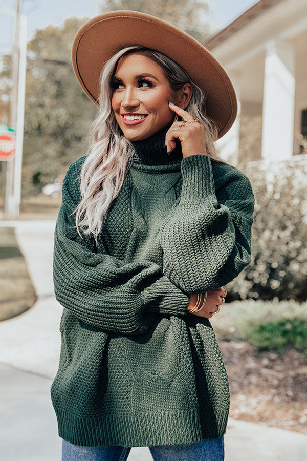 Chilly Vibes Knit Sweater In Hunter Green • Impressions Online