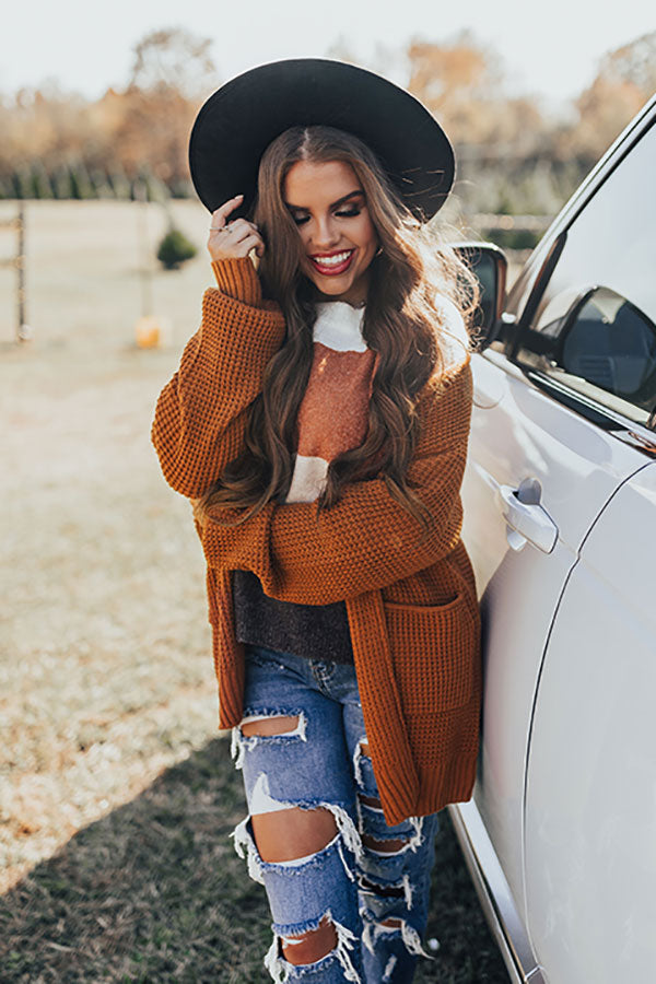 Fall Hike Knit Cardigan In Pumpkin • Impressions Online Boutique