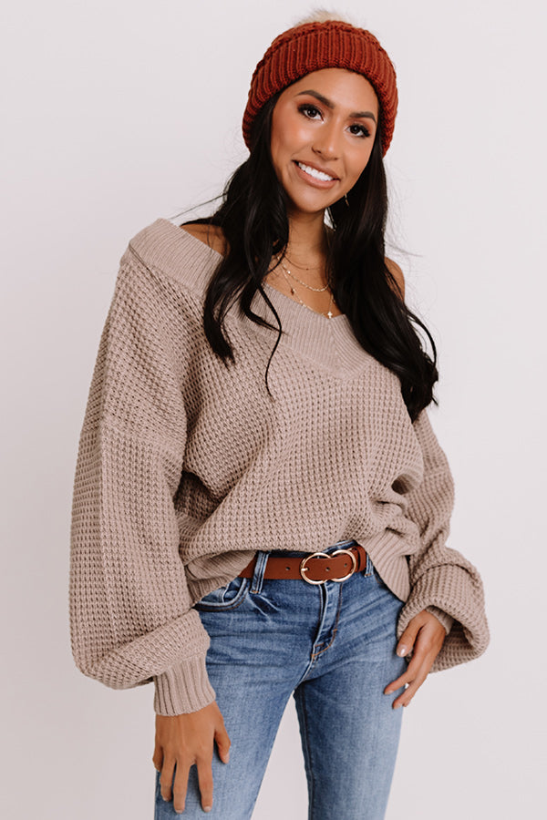 Aspen All Over Knit Sweater In Warm Taupe • Impressions Online Boutique ...