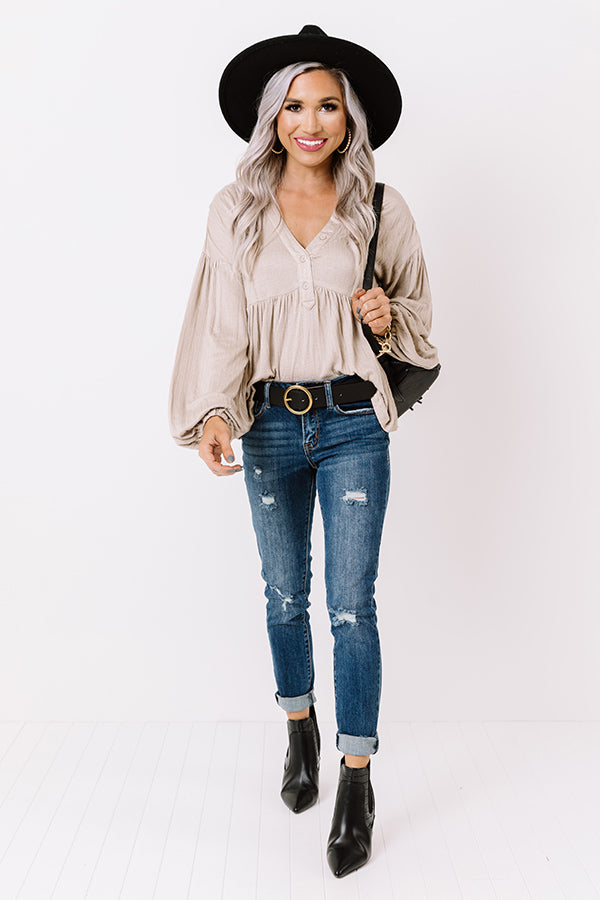 Better In Boulder Babydoll Top In Birch • Impressions Online Boutique