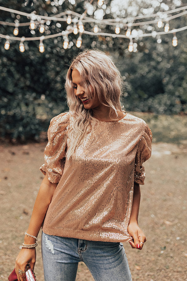Champagne Pop Sequin Top In Gold • Impressions Online Boutique