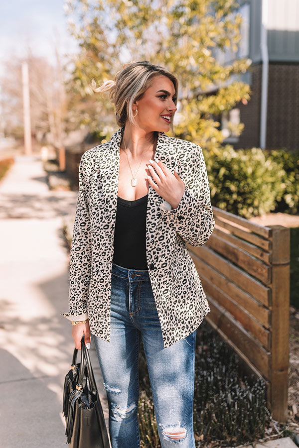 Extra Mile Leopard Blazer In Ivory • Impressions Online Boutique