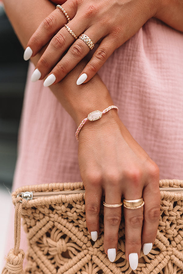 Elaina Gold Friendship Bracelet in Rose Quartz