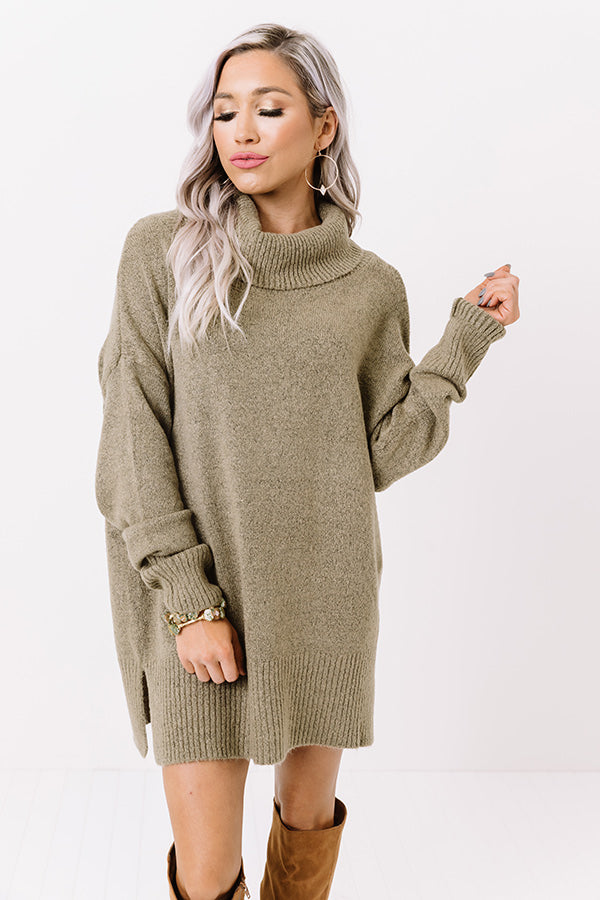 Aspen Road Trip Sweater In Martini Olive