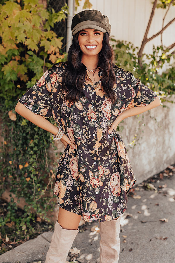 Pinot Noir Night Floral Tunic Dress • Impressions Online Boutique