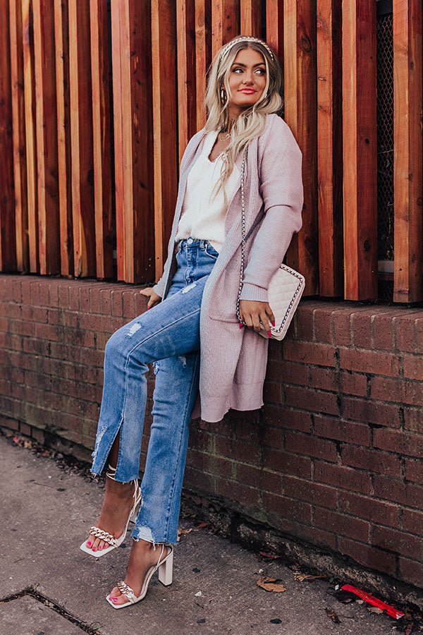 Tall Tales Cardigan In Dusty Purple