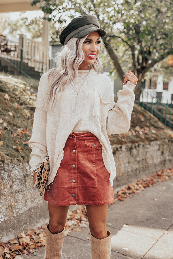 corduroy skirt with sweater