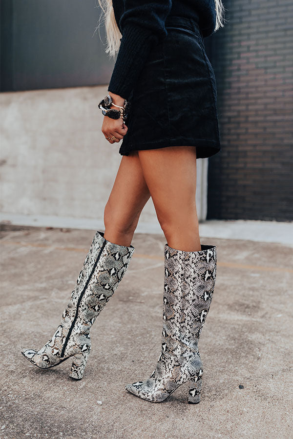 The Marsi Snake Print Knee High Boot In 