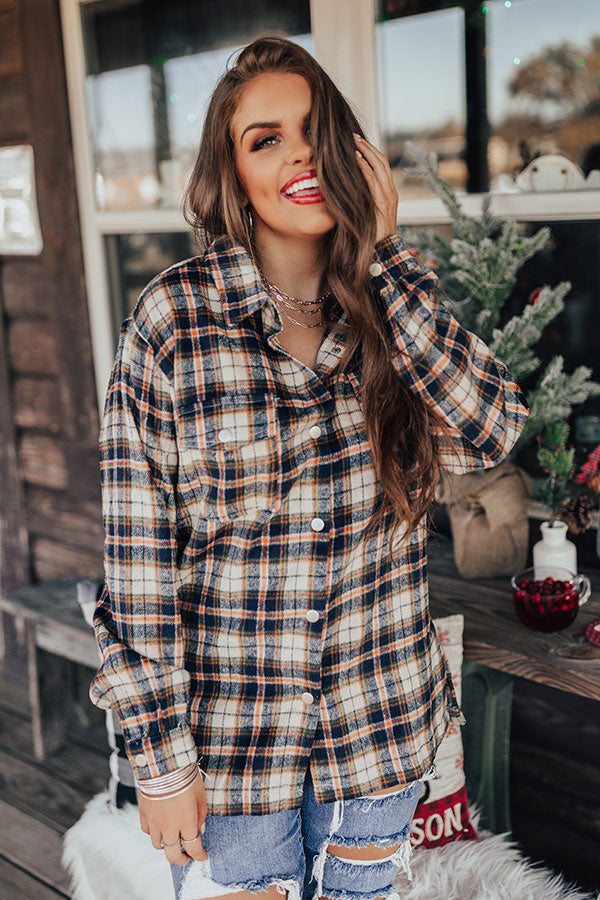 Road Trip Together Plaid Button Up In Navy • Impressions Online Boutique