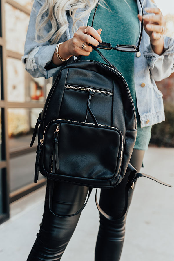 leather backpack outfit