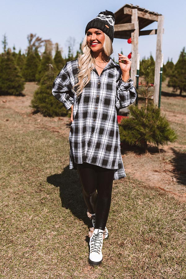 Cottage Vibes Flannel Tunic Top in White