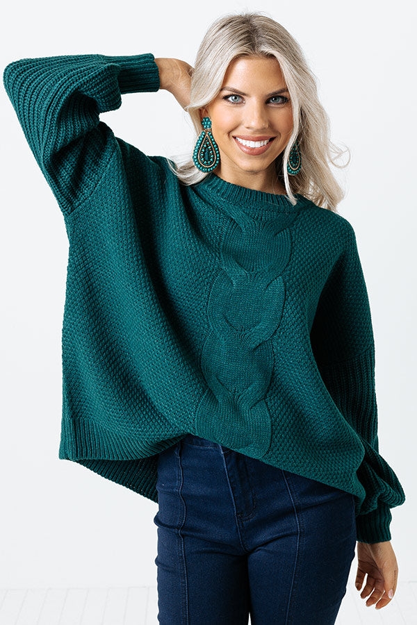 Double Shot Of Espresso Knit Sweater in Hunter Green • Impressions Online  Boutique