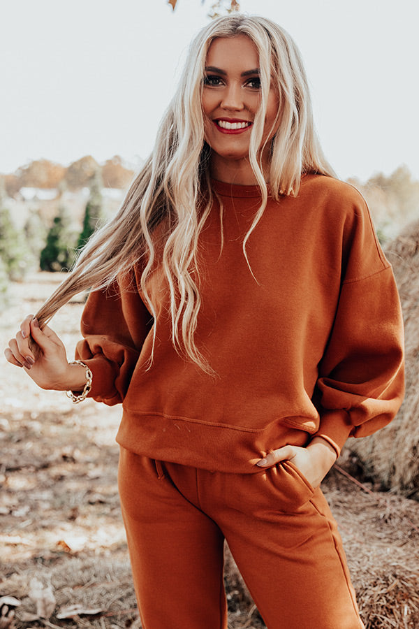 Cozy Aesthetic Sweatshirt in Pumpkin • Impressions Online Boutique