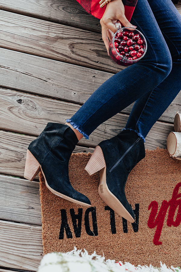 The O'Conner Faux Suede Bootie In Black • Impressions Online Boutique