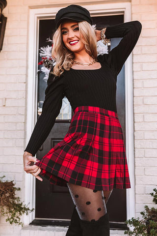 The Plaid Skirt In Red • Impressions Online Boutique