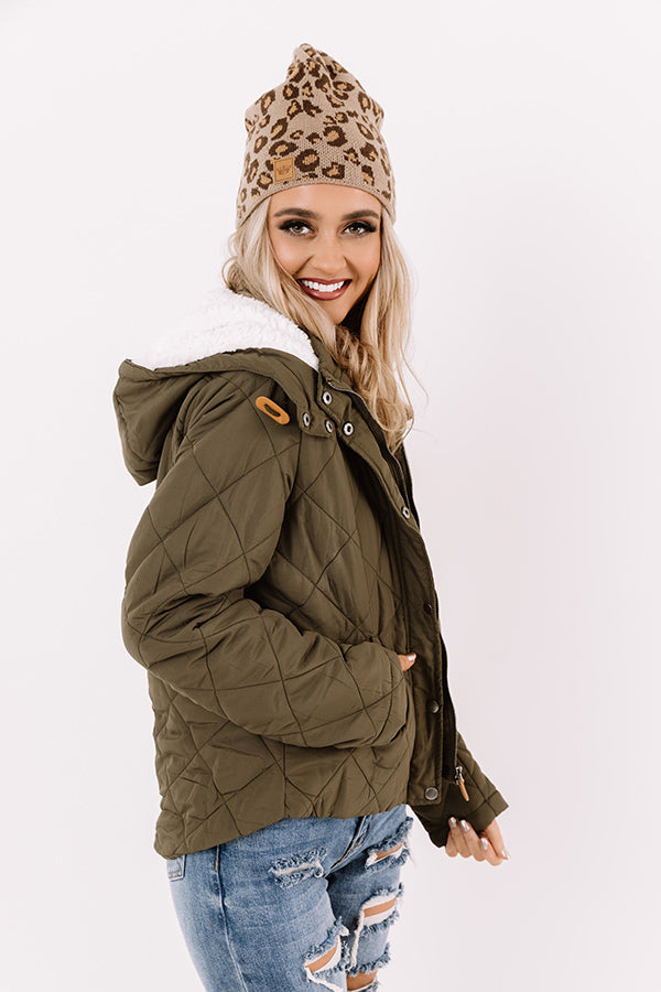 Snow Storm Quilted Jacket In Olive • Impressions Online Boutique