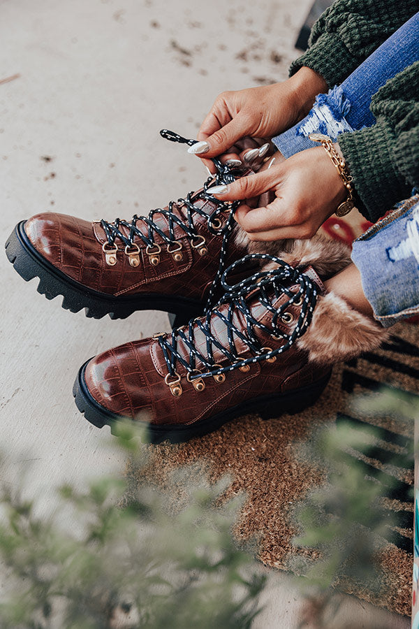 Winter Lane Faux Nubuck Boot In Brown • Impressions Online Boutique