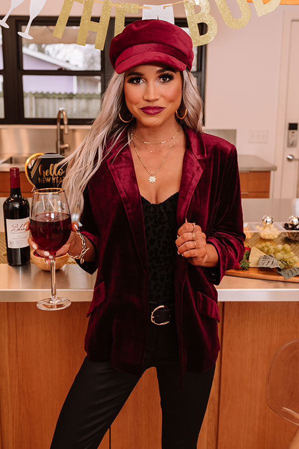 Chic Influencer Velvet Blazer In Merlot