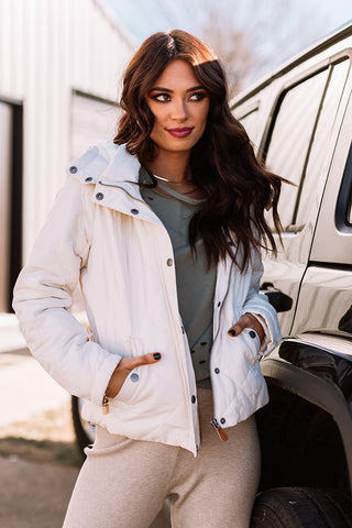 Snow Storm Quilted Jacket In Ivory • Impressions Online Boutique