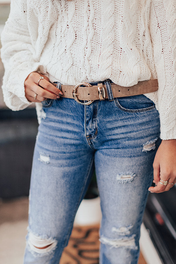 Classic Crush Belt In Warm Taupe