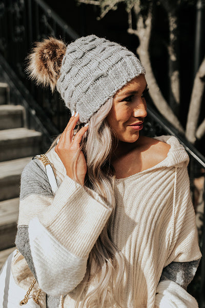 in The Know Faux Fur Pom Beanie in Primrose Yellow