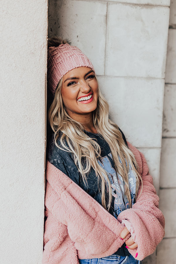 Branson Lights Knit Beanie In Blush