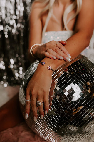 Silver Rhinestone Glam Cuff Bracelet