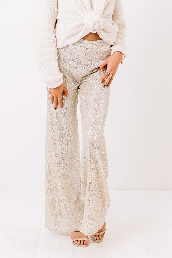 Buy White Sequin Flared Pants Online