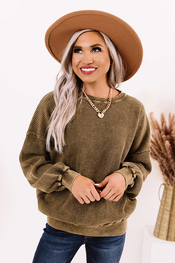 Secret Keeper Knit Sweater In Martini Olive • Impressions Online Boutique