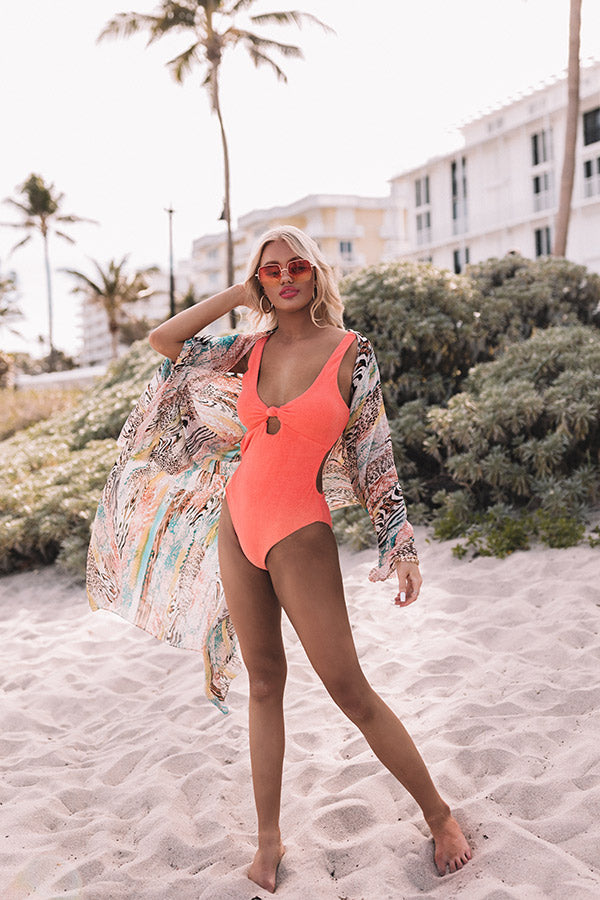 Cali Heat Terry Cloth One Piece Swimsuit in Coral • Impressions Online  Boutique