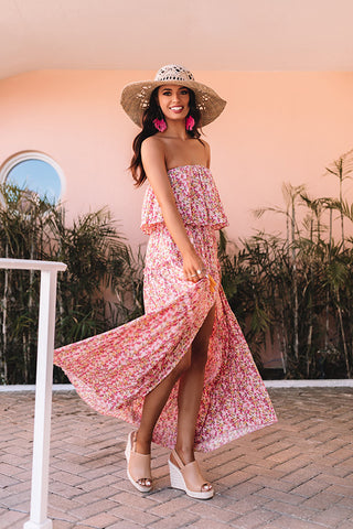 Getaway & Resort Wear  By Anthropologie Floral Cutout Maxi Dress Pink -  Womens ⋆ Vencer Info