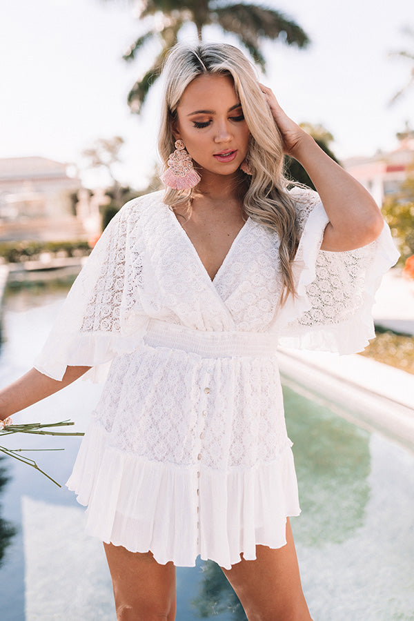 Cosmos In Cozumel Lace Romper In White • Impressions Online Boutique