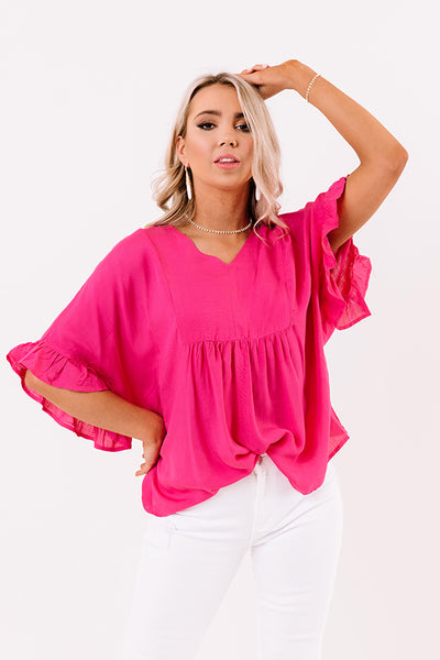 Flirty Fave Babydoll Top In Hot Pink • Impressions Online Boutique