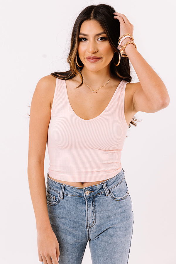 Lounging In Key Largo Ribbed Crop Top In Pink