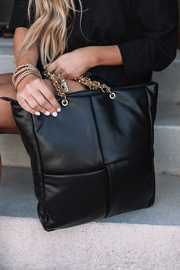 Date Night Faux Leather Tote In Black