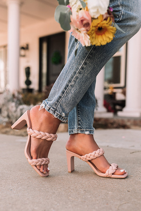 The Kira Faux Leather Block Heel In Blush • Impressions Online Boutique