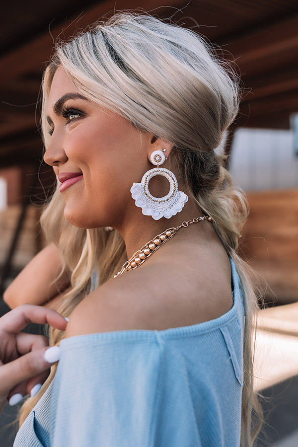 Sweet Taste Beaded Earrings In White