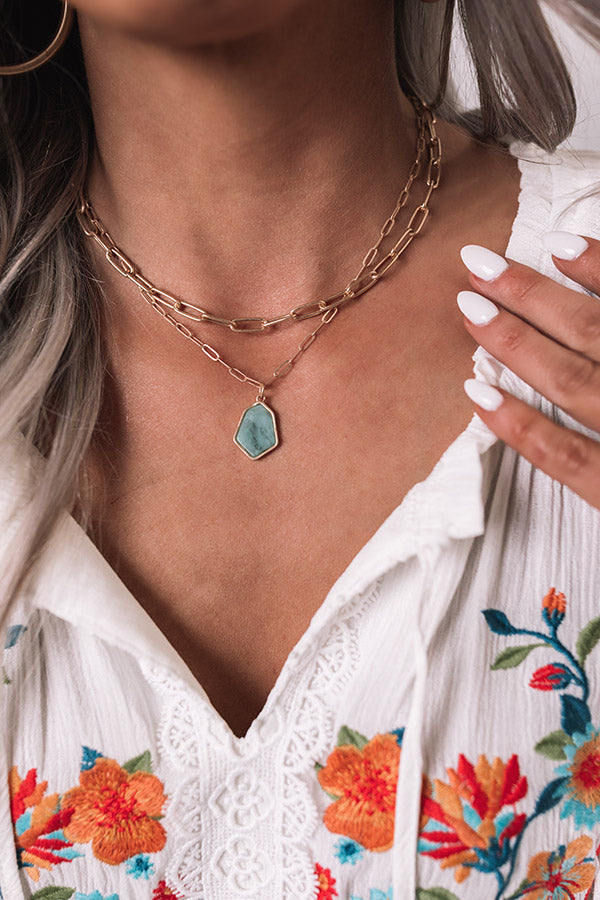 Waiting On You Semi Precious Necklace In Turquoise