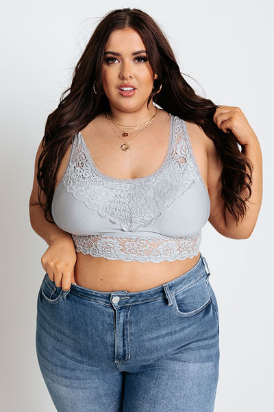 Beyond Sweet Crochet Bralette In Grey Curves